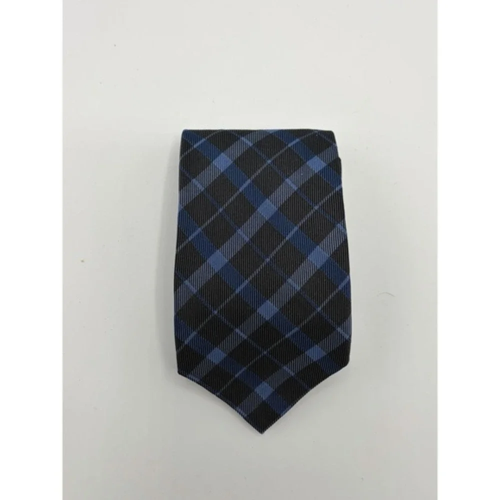 Banana Republic Turkish Silk‎ Tie Blue Black Plaid 58